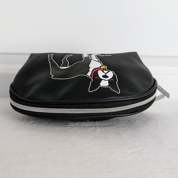 marc tetro Boston Terrier Large Cosmetic Case Pouch Bag PVC Saffiano Black NWT - Picture 9 of 12